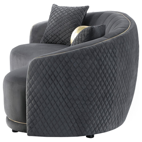 Brookside Dark Grey Velvet Upholstered Curved Sofa by Coaster at Eve Furniture