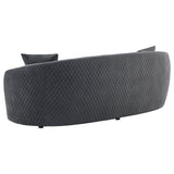 Brookside Dark Grey Velvet Upholstered Curved Sofa by Coaster at Eve Furniture