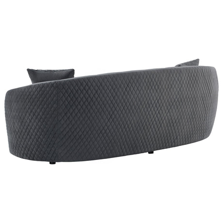 Brookside Dark Grey Velvet Upholstered Curved Sofa by Coaster at Eve Furniture