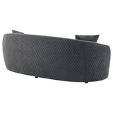 Brookside Dark Grey Velvet Upholstered Curved Sofa by Coaster at Eve Furniture