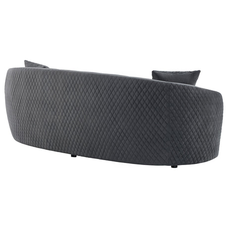 Brookside Dark Grey Velvet Upholstered Curved Sofa by Coaster at Eve Furniture