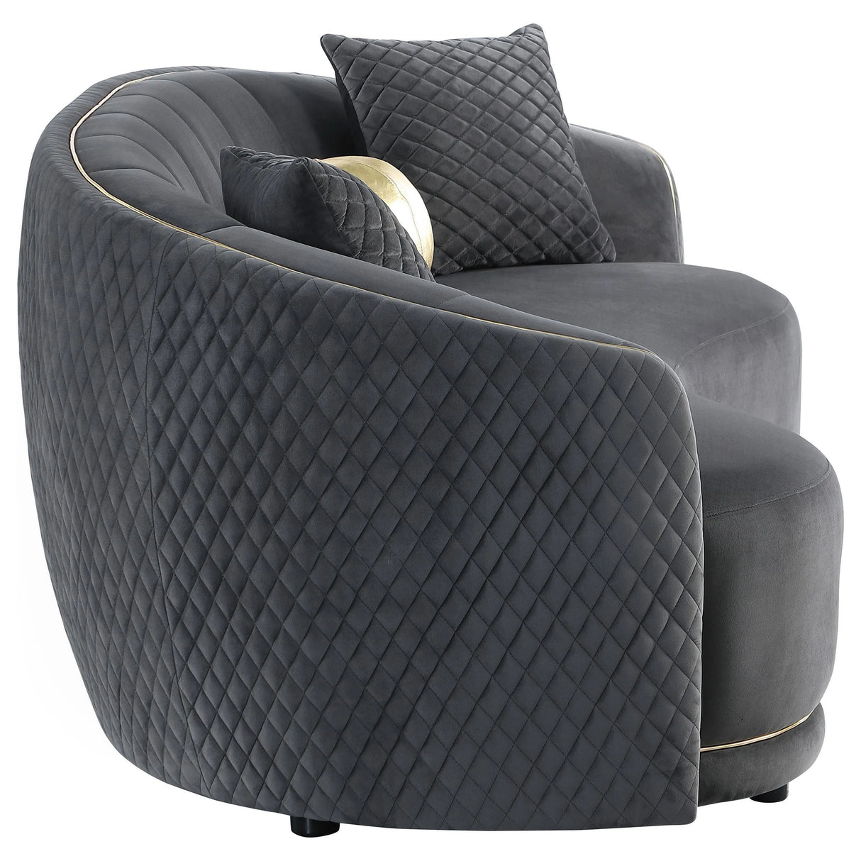Brookside Dark Grey Velvet Upholstered Curved Sofa by Coaster at Eve Furniture