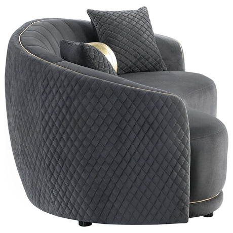 Brookside Dark Grey Velvet Upholstered Curved Sofa by Coaster at Eve Furniture