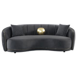 Brookside Dark Grey Velvet Upholstered Curved Sofa by Coaster at Eve Furniture