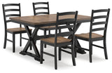 Wildenauer Brown/Black Dining Table and 4 Chairs