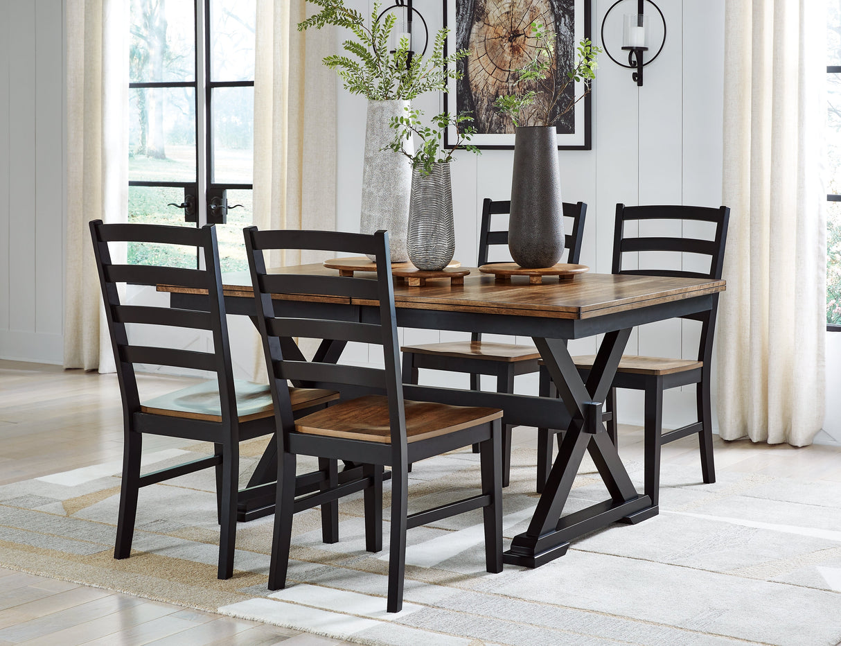 Wildenauer Brown/Black Dining Table and 4 Chairs