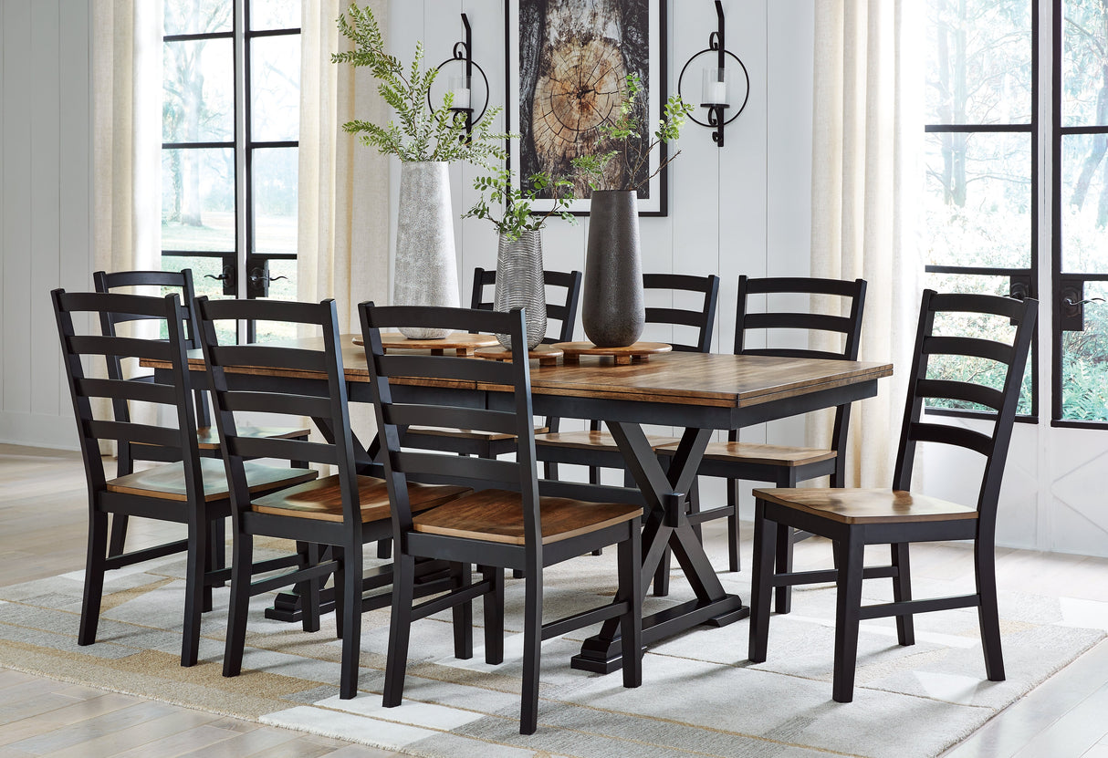 Wildenauer Brown/Black Dining Table and 8 Chairs