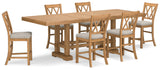 Havonplane Counter Height Dining Table and 6 Barstools in Brown