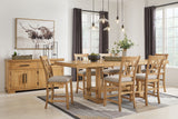 Havonplane Counter Height Dining Table and 6 Barstools in Brown