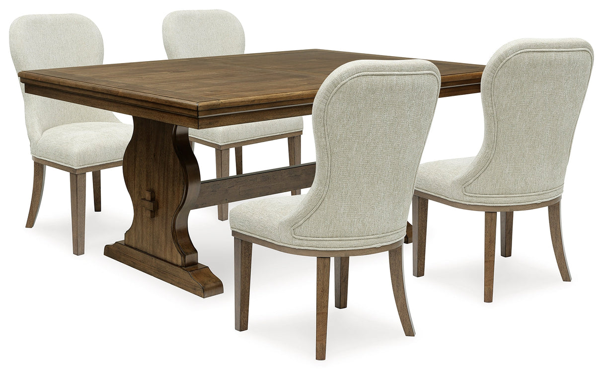 Sturlayne Dining Table and 4 Chairs with Storage in Brown