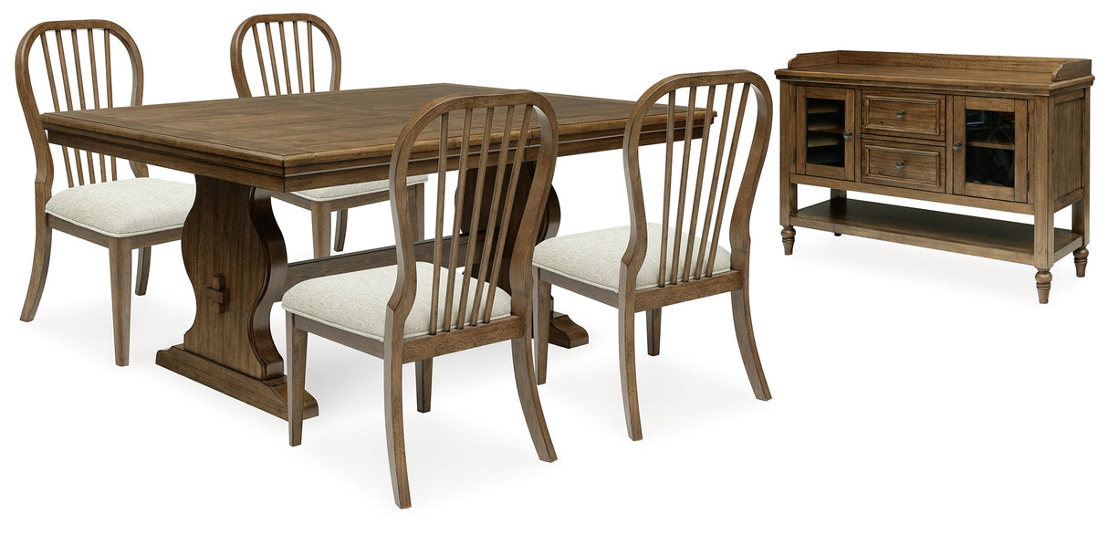 Sturlayne Dining Table and 4 Chairs with Storage in Brown