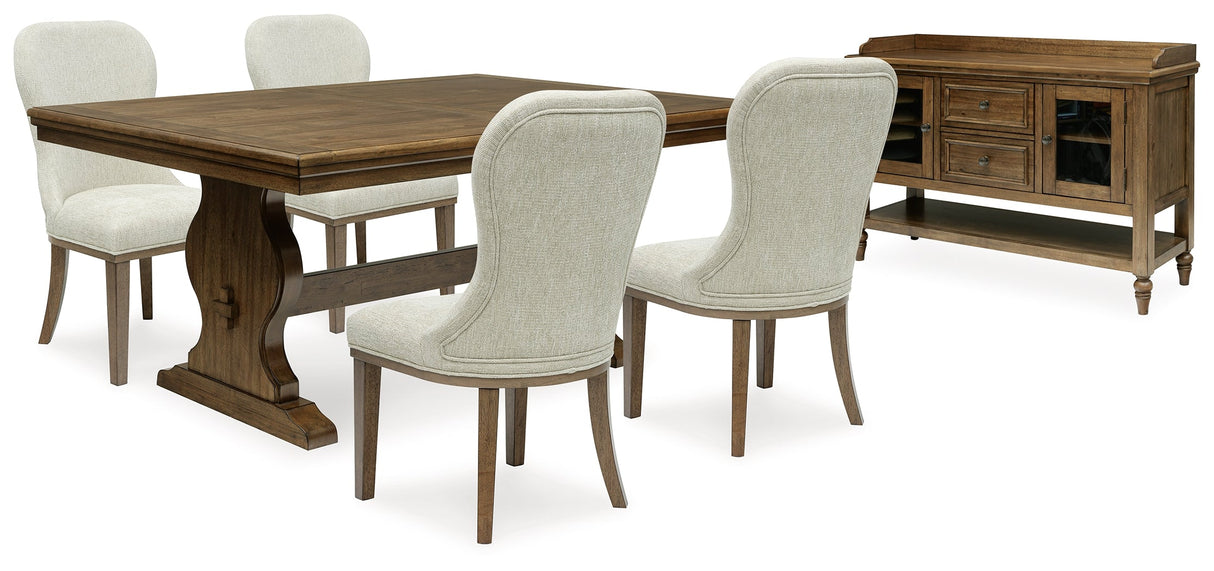 Sturlayne Dining Table and 4 Chairs with Storage in Brown