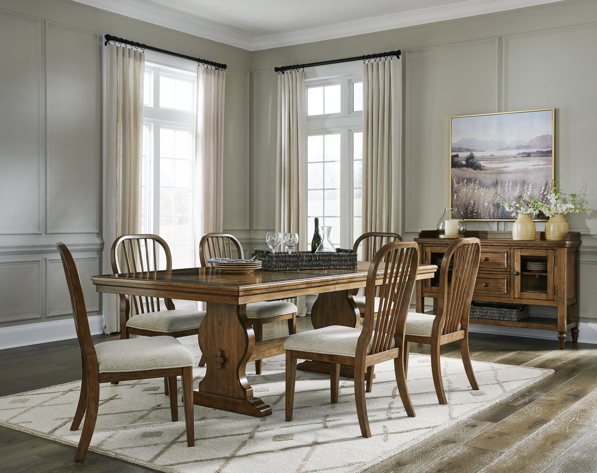 Sturlayne Dining Table and 6 Chairs in Brown