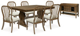 Sturlayne Dining Table and 6 Chairs with Storage in Brown