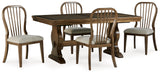 Sturlayne Dining Table and 6 Chairs with Storage in Brown