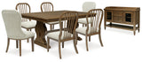 Sturlayne Dining Table and 6 Chairs with Storage in Brown