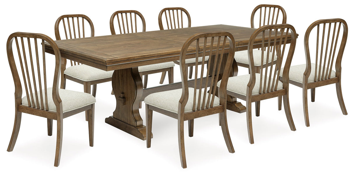 Sturlayne Dining Table and 8 Chairs in Brown