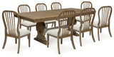 Sturlayne Dining Table and 8 Chairs with Storage in Brown