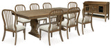 Sturlayne Dining Table and 8 Chairs with Storage in Brown