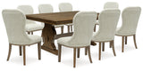 Sturlayne Dining Table and 8 Chairs with Storage in Brown