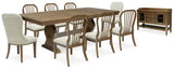 Sturlayne Dining Table and 8 Chairs with Storage in Brown