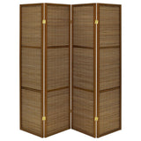 Browning Walnut 4-Panel Bamboo Room Divider Folding Screen by Coaster at Eve Furniture