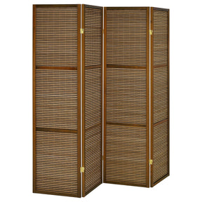 Browning Walnut 4-Panel Bamboo Room Divider Folding Screen by Coaster at Eve Furniture