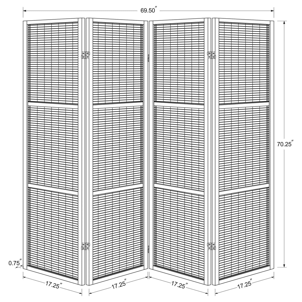 Browning Walnut 4-Panel Bamboo Room Divider Folding Screen by Coaster at Eve Furniture