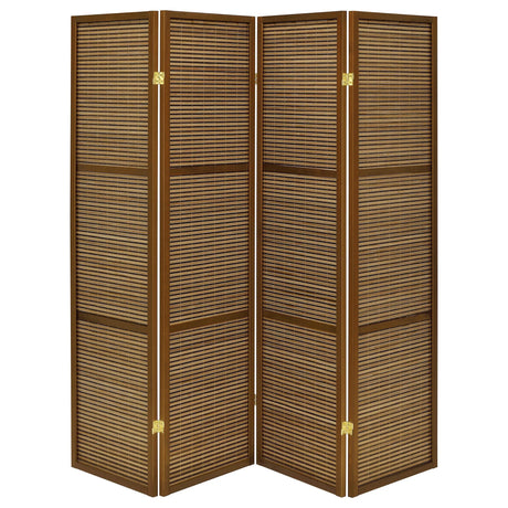 Browning Walnut 4-Panel Bamboo Room Divider Folding Screen by Coaster at Eve Furniture