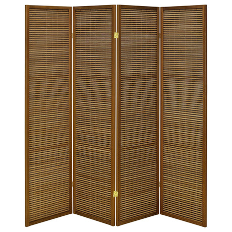 Browning Walnut 4-Panel Bamboo Room Divider Folding Screen by Coaster at Eve Furniture