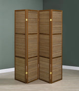 Browning Walnut 4-Panel Bamboo Room Divider Folding Screen by Coaster at Eve Furniture