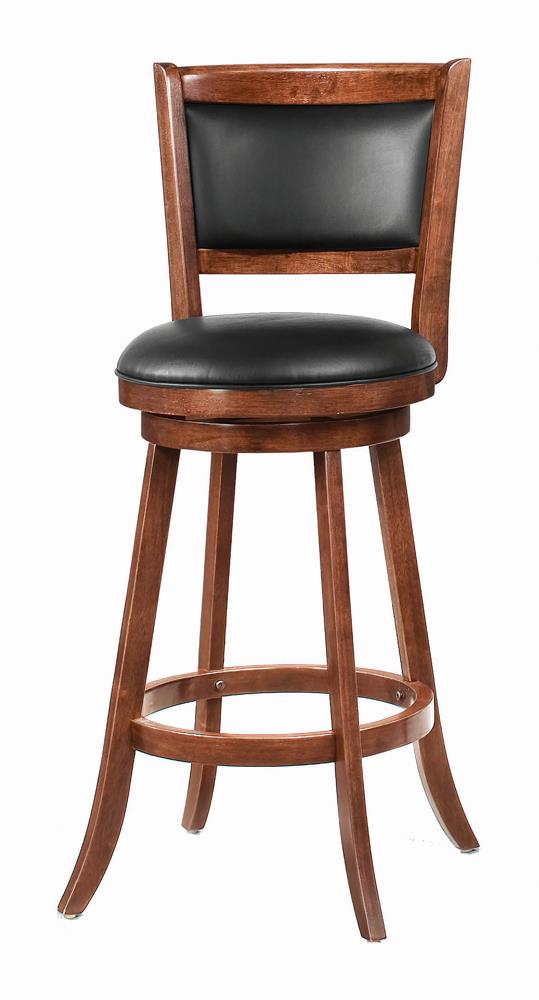 Broxton Chestnut/Black Upholstered Swivel Bar Stools, Set of 2