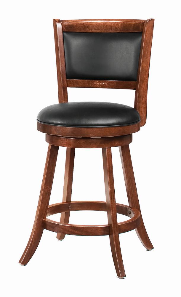 Broxton Chestnut/Black Upholstered Swivel Counter Height Stools, Set of 2