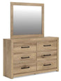 Brozmont Tan Dresser and Mirror by Ashley at Eve Furniture