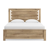 Brozmont Tan King Panel Bed by Ashley at Eve Furniture