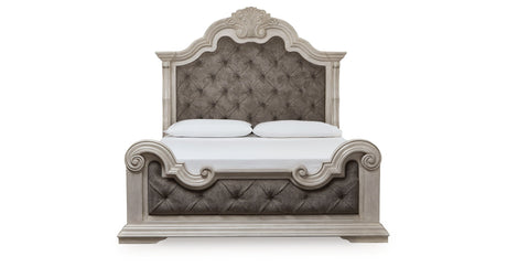 Bruchandi Antique White California King Upholstered Panel Bed by Ashley at Eve Furniture
