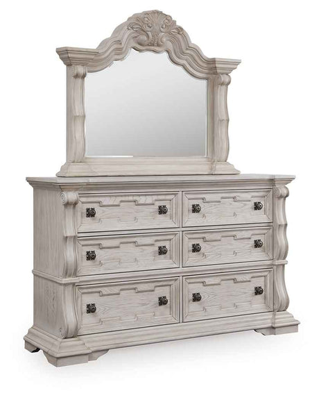 Bruchandi Antique White Dresser and Mirror by Ashley at Eve Furniture