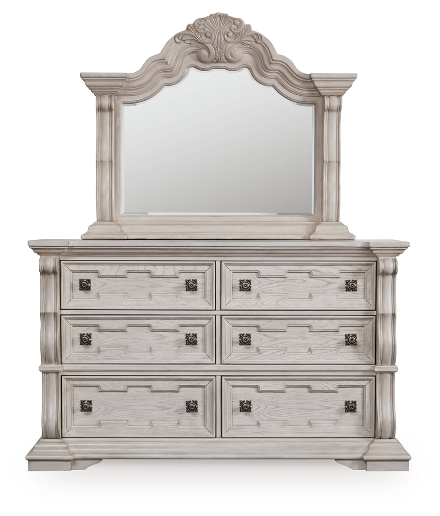 Bruchandi Antique White Dresser and Mirror by Ashley at Eve Furniture