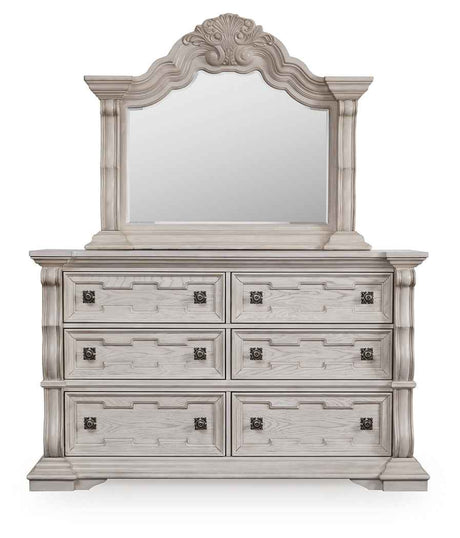 Bruchandi Antique White Dresser and Mirror by Ashley at Eve Furniture