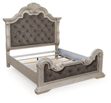 Bruchandi Antique White King Upholstered Panel Bed by Ashley at Eve Furniture