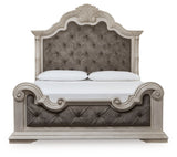 Bruchandi Antique White King Upholstered Panel Bed by Ashley at Eve Furniture