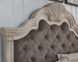Bruchandi Antique White King Upholstered Panel Bed by Ashley at Eve Furniture