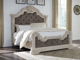 Bruchandi Antique White King Upholstered Panel Bed by Ashley at Eve Furniture