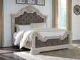 Bruchandi Antique White Queen Upholstered Panel Bed by Ashley at Eve Furniture