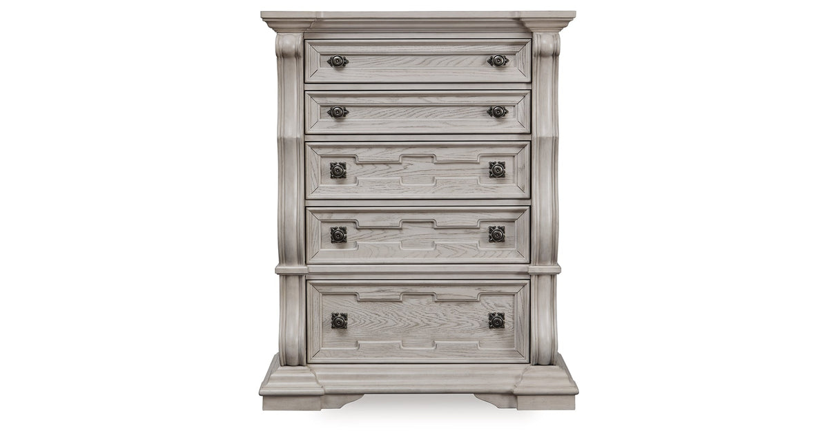Bruchandi Antique White Upholstered Panel Bedroom Set by Ashley at Eve Furniture