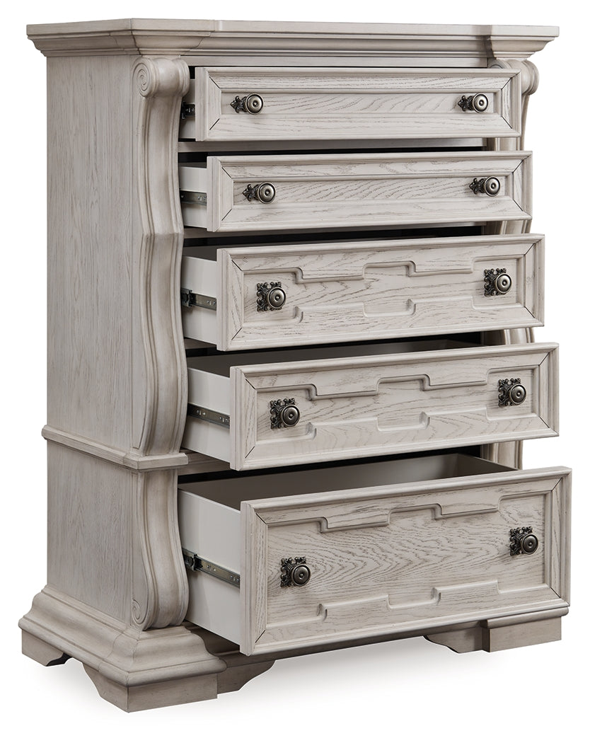 Bruchandi Antique White Upholstered Panel Bedroom Set by Ashley at Eve Furniture