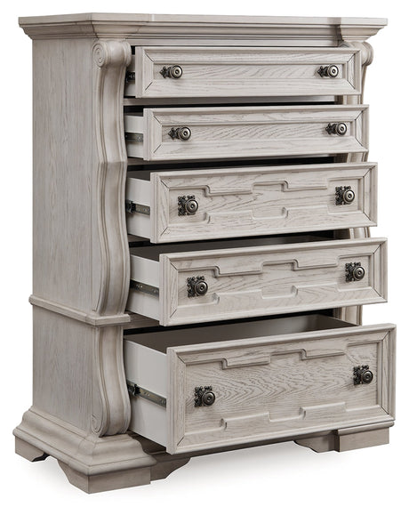 Bruchandi Antique White Upholstered Panel Bedroom Set by Ashley at Eve Furniture