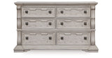 Bruchandi Antique White Upholstered Panel Bedroom Set by Ashley at Eve Furniture