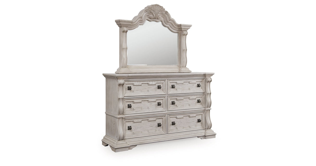 Bruchandi Antique White Upholstered Panel Bedroom Set by Ashley at Eve Furniture