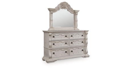 Bruchandi Antique White Upholstered Panel Bedroom Set by Ashley at Eve Furniture